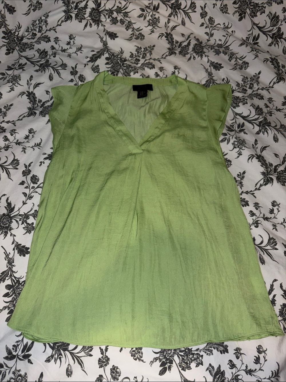 Rachel Light Green V-Neck Cap Sleeve Blouse